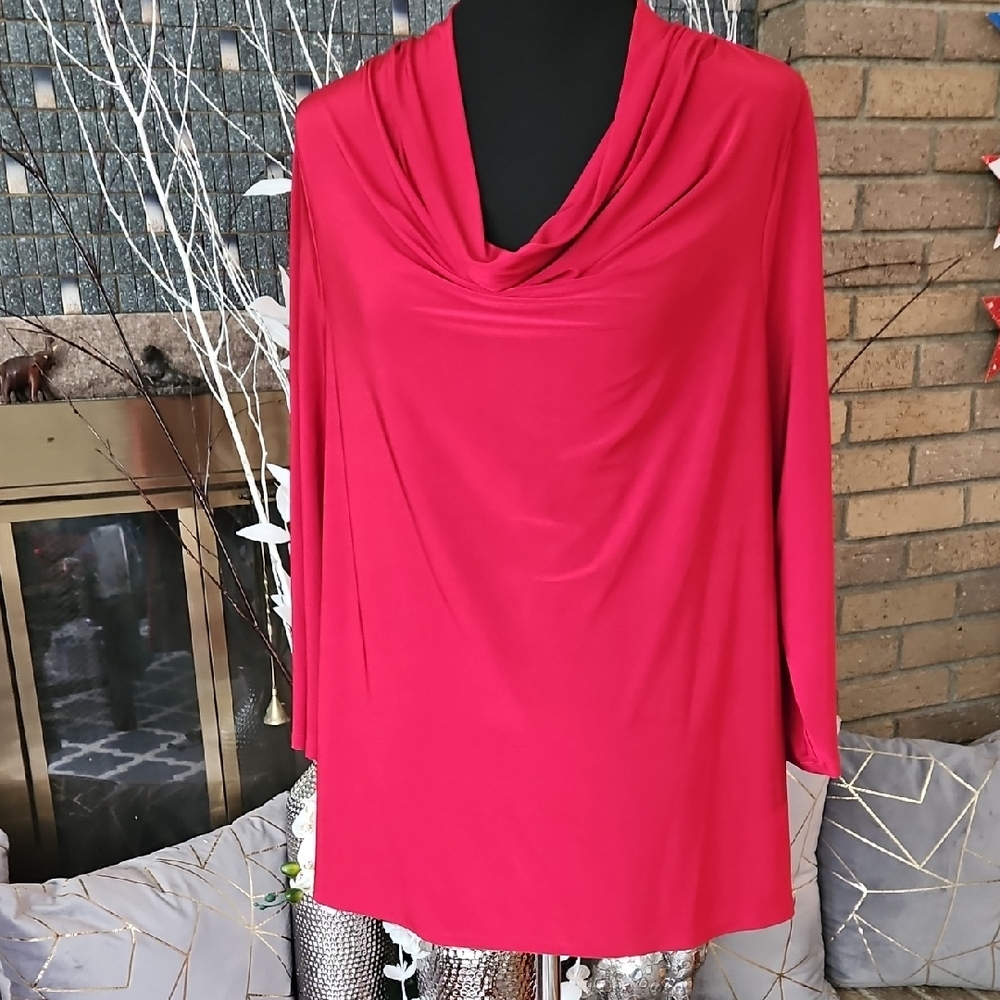 Elegant Red Cowl Neck Top XL